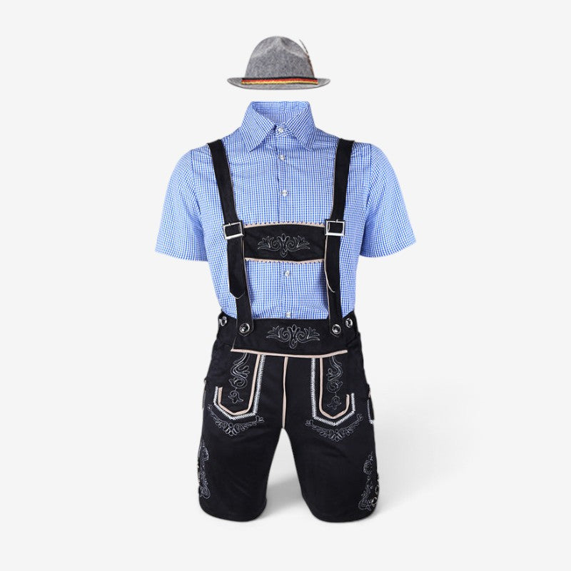 Bayersk kostymset för herr med lederhosen och skjorta