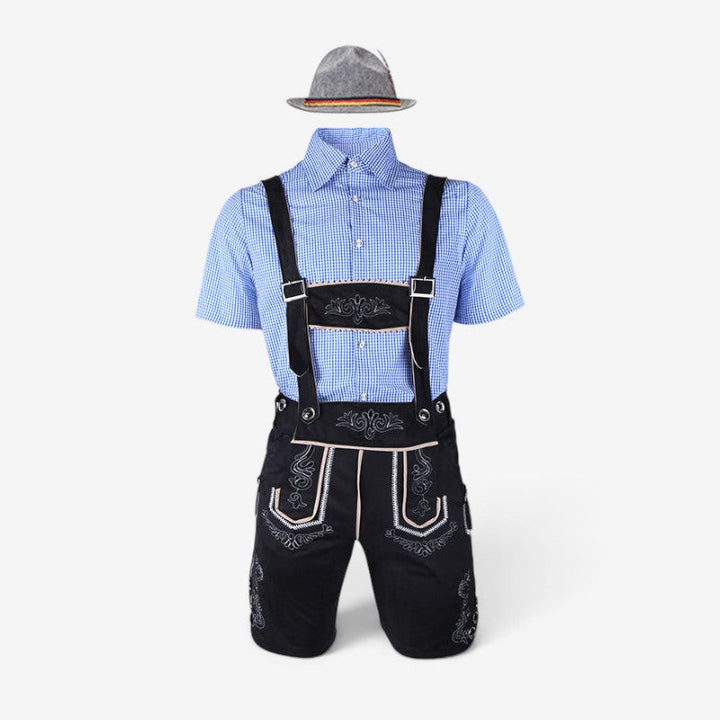Bayersk kostymset för herr med lederhosen och skjorta