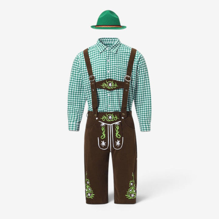Bayersk kostymset för herr med lederhosen och skjorta