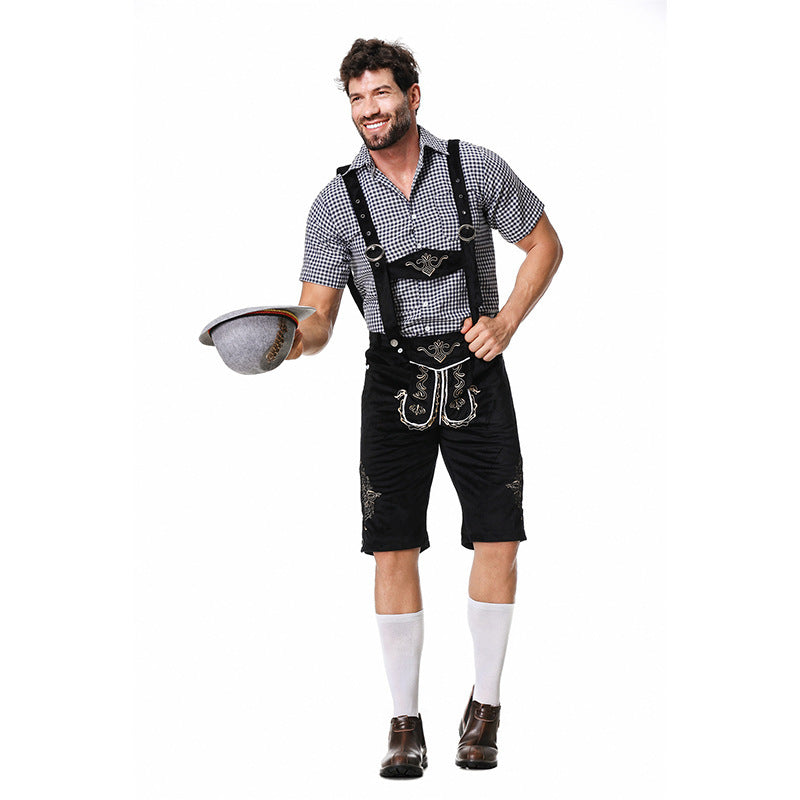 Bayersk kostymset för herr med lederhosen och skjorta
