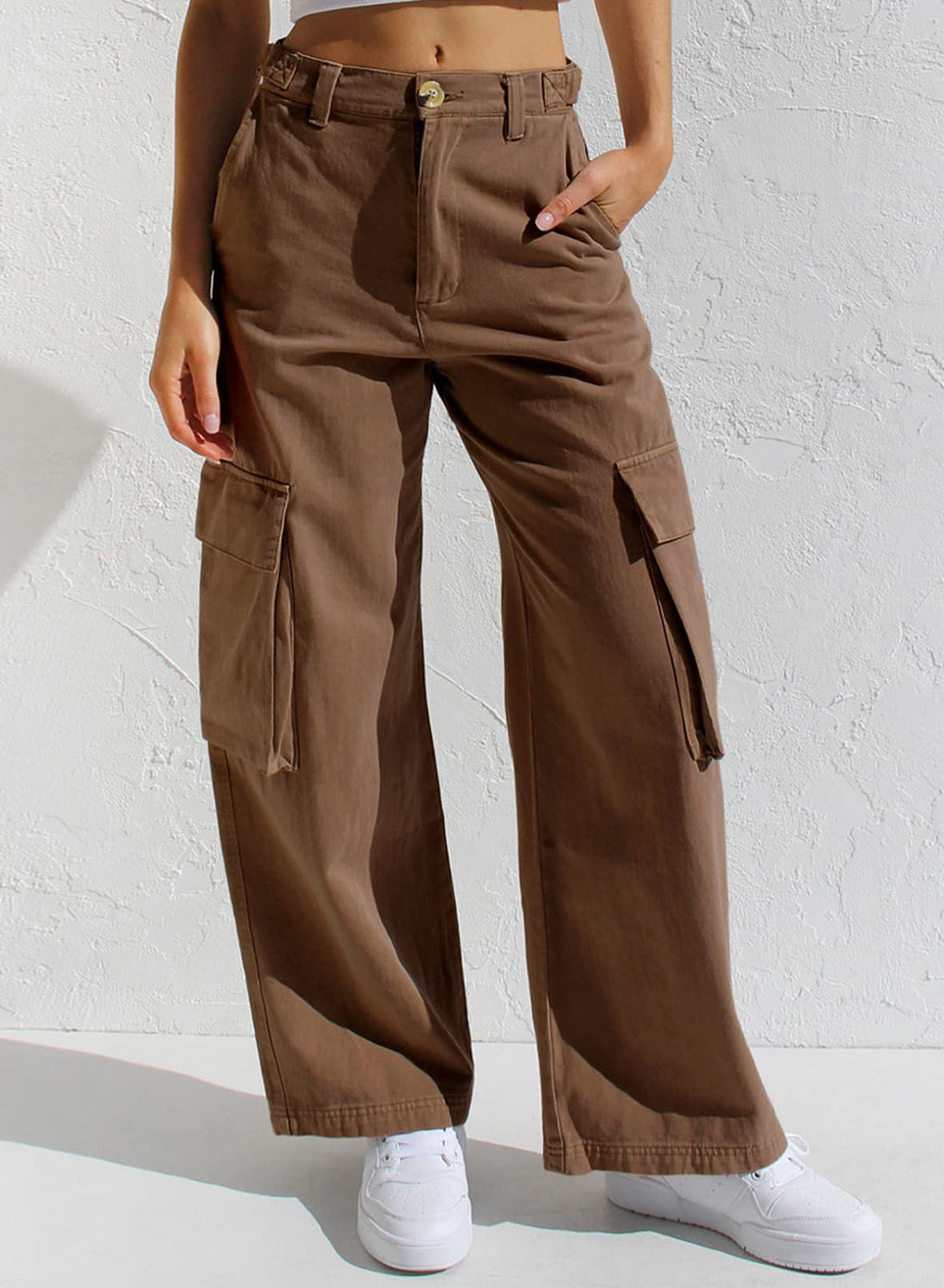 Trendiga Cargo Jeans med hög midja för kvinnor