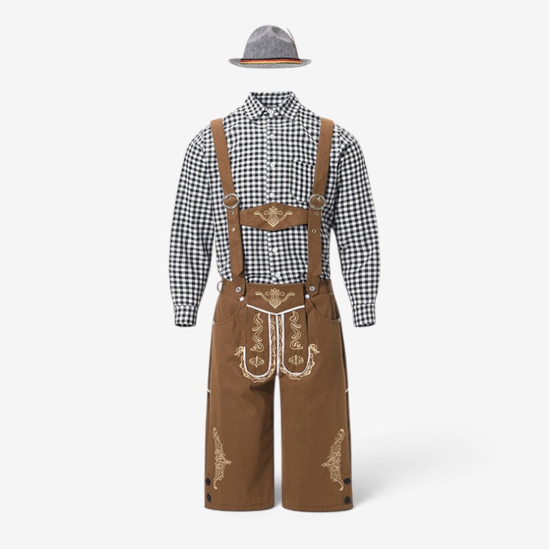 Bayersk kostymset för herr med lederhosen och skjorta