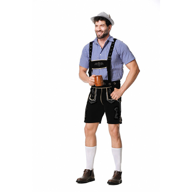 Bayersk kostymset för herr med lederhosen och skjorta