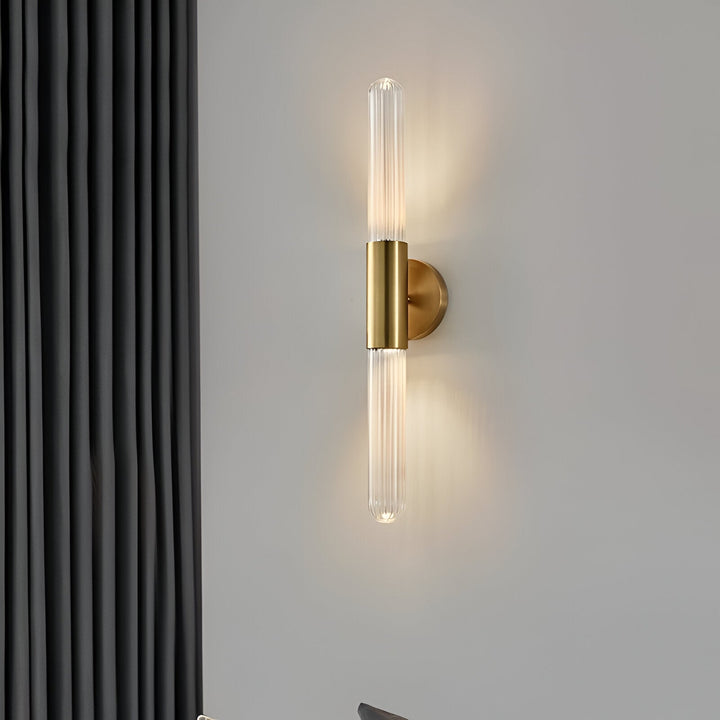 Nordisk Väggapplikation i Glas med Vattenvågsmönster i Mässing LED 1 Ljuskälla