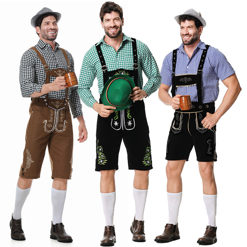 Bayersk kostymset för herr med lederhosen och skjorta