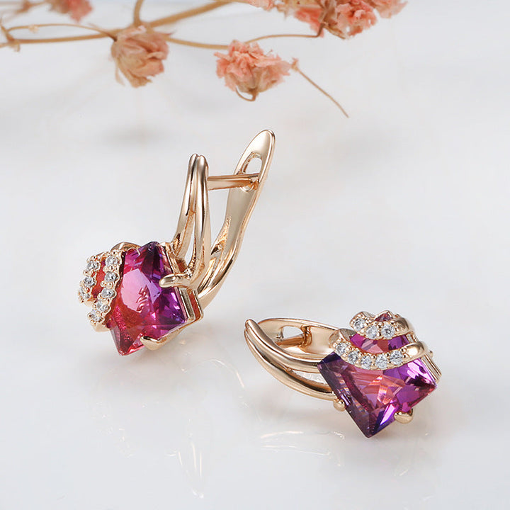 Eleganta örhängen i roséguld med fyrkantig zirkonia