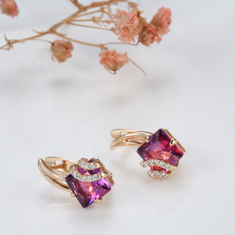Eleganta örhängen i roséguld med fyrkantig zirkonia