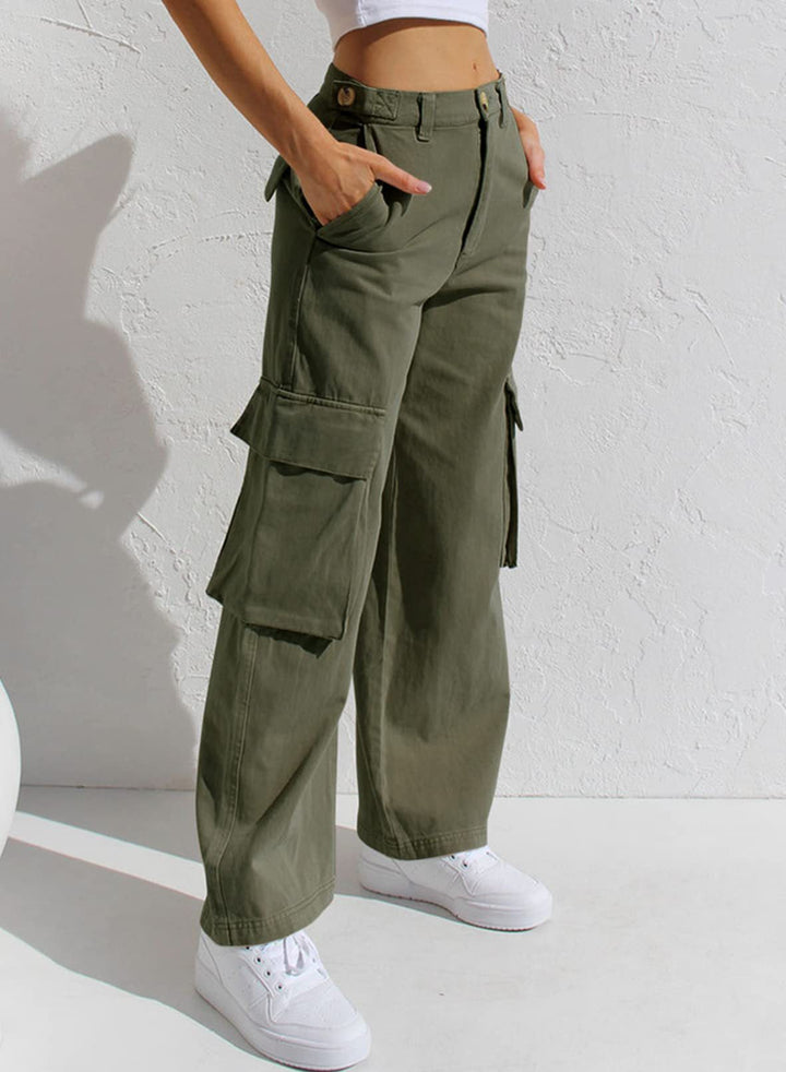 Trendiga Cargo Jeans med hög midja för kvinnor