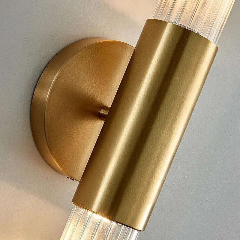 Nordisk Väggapplikation i Glas med Vattenvågsmönster i Mässing LED 1 Ljuskälla