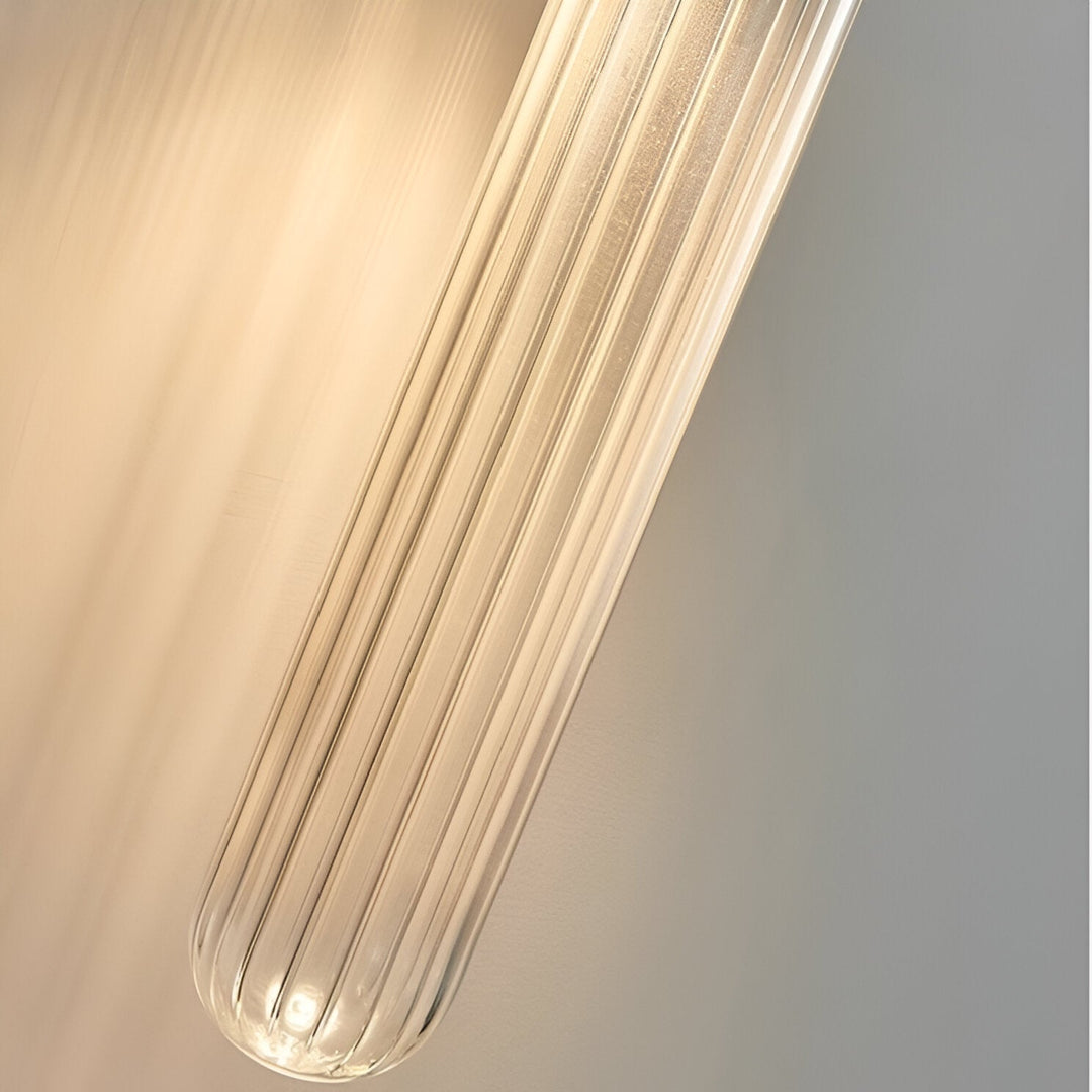 Nordisk Väggapplikation i Glas med Vattenvågsmönster i Mässing LED 1 Ljuskälla