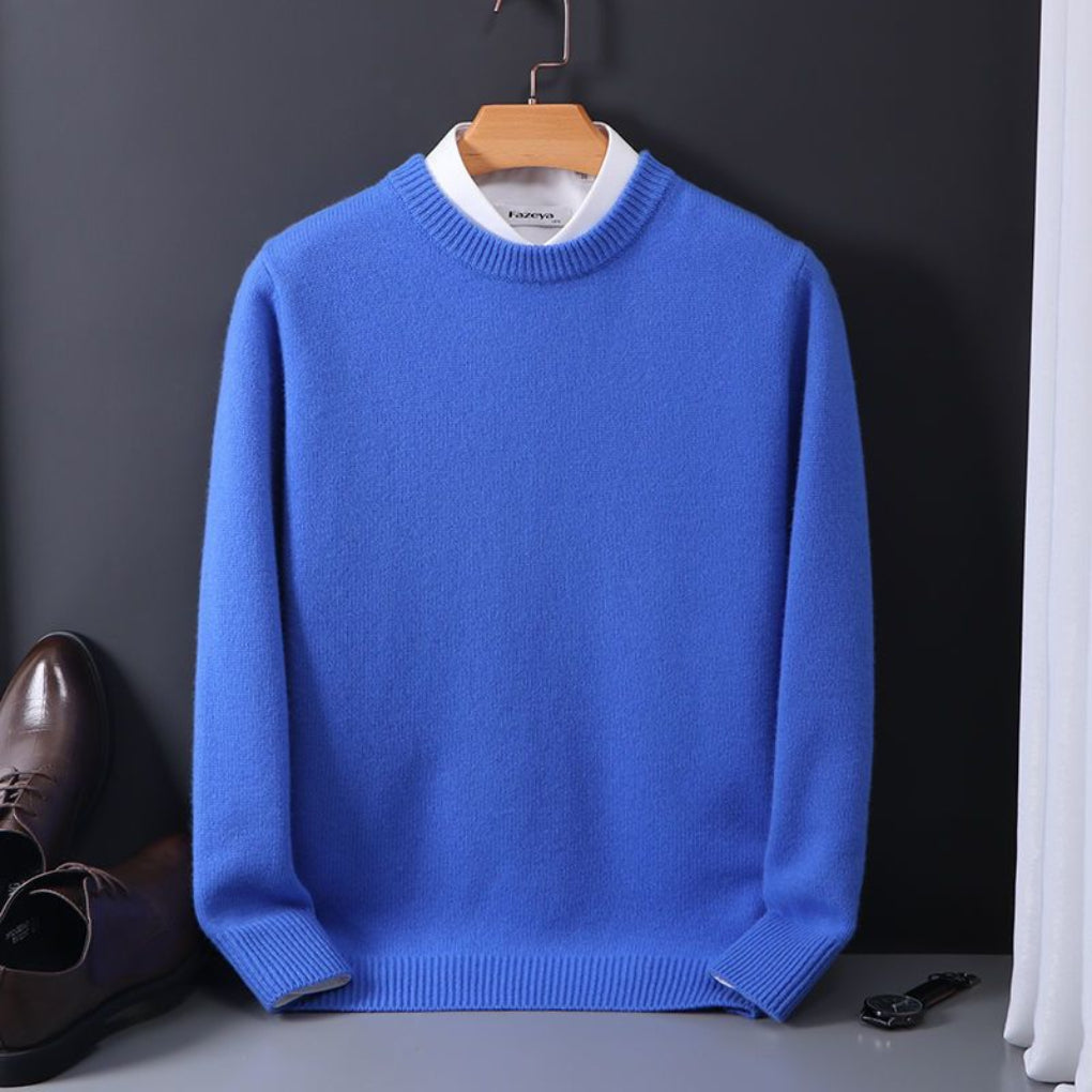 Herresweater i oversized plushfin strikning
