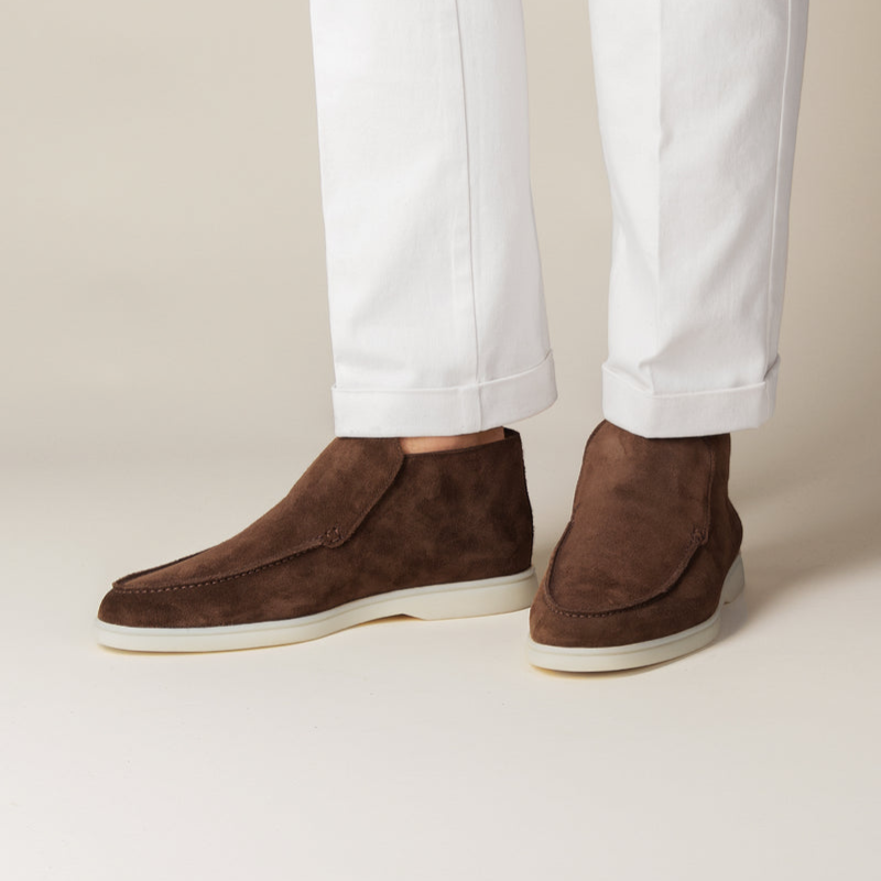 Elegant herrloafer i kalvborstad tyg