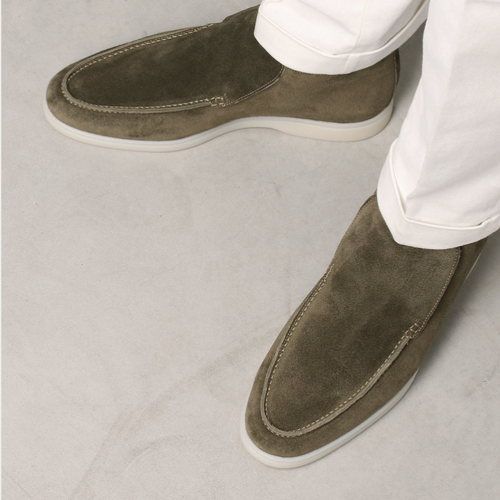 Elegant herrloafer i kalvborstad tyg