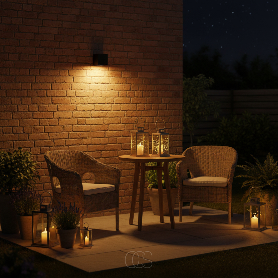Luxe solcellsdriven LED-vägglampa | Sladdlös | IP65 | Utomhus | Svart