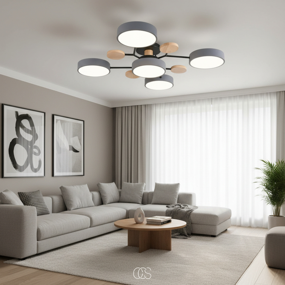 LED-taklampa i metall Macaron