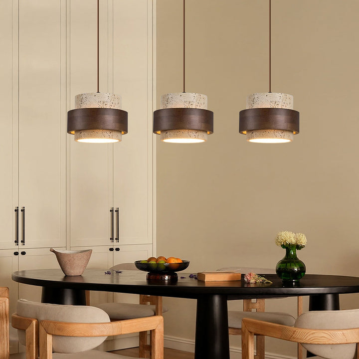Orvina Wabi-Sabi Taklampa i Naturlig Travertin, Cylindrisk - Japandi Köksö