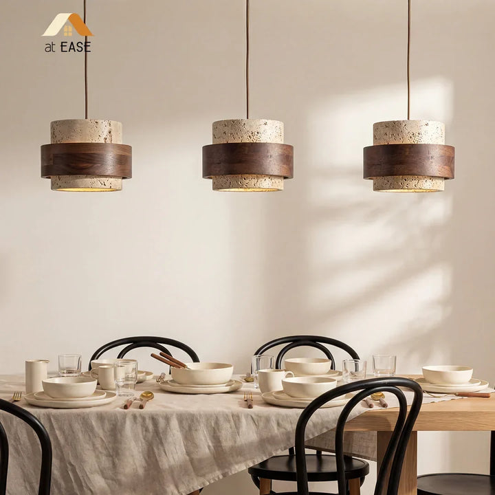 Orvina Wabi-Sabi Taklampa i Naturlig Travertin, Cylindrisk - Japandi Köksö