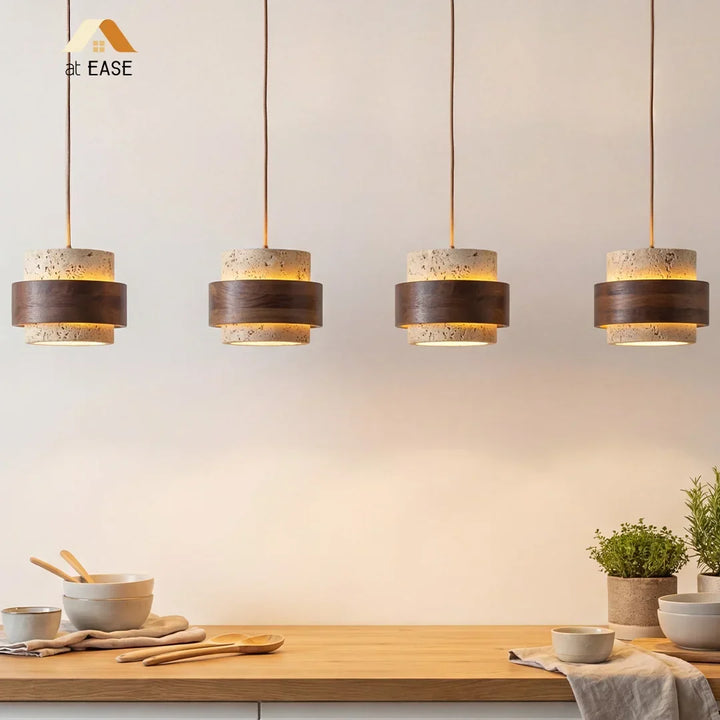 Orvina Wabi-Sabi Taklampa i Naturlig Travertin, Cylindrisk - Japandi Köksö