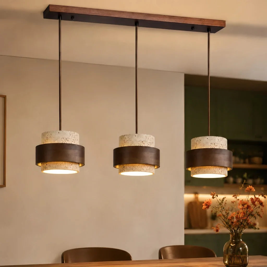 Orvina Wabi-Sabi Taklampa i Naturlig Travertin, Cylindrisk - Japandi Köksö