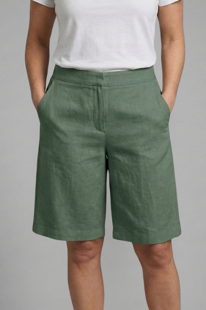 Shorts för dam med hög midja och skärp i midjan, för sommaren, avslappnad vardagspassform