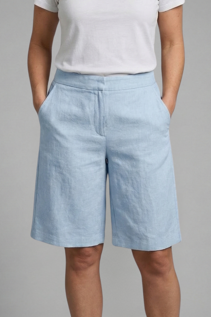 Shorts för dam med hög midja och skärp i midjan, för sommaren, avslappnad vardagspassform