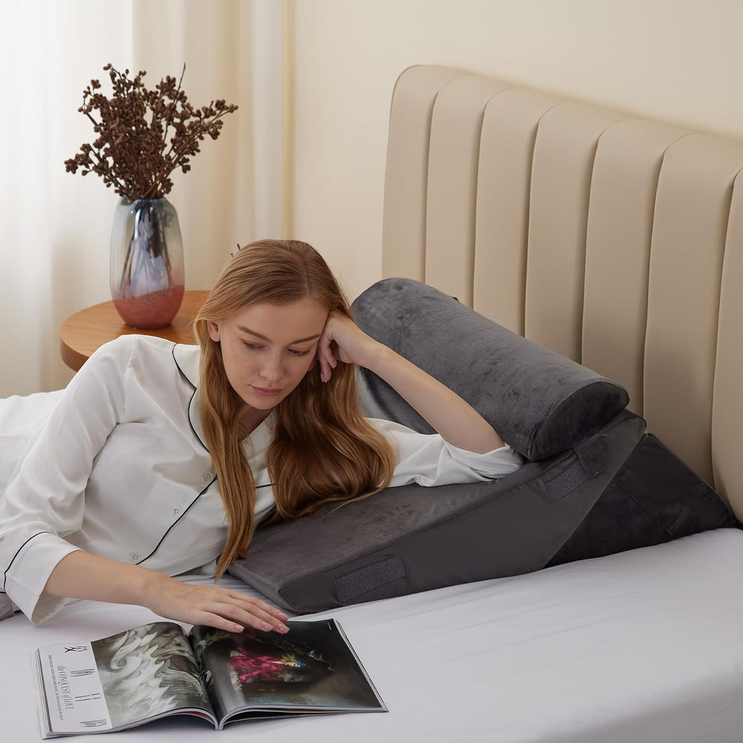 RelaxPlus justerbar ortopedisk kilkudde – premium minnesskumsystem 7-i-1