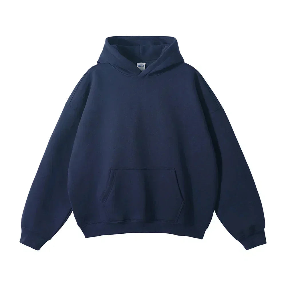 Avslappnad pullover-hoodie för herr med kängurulficka