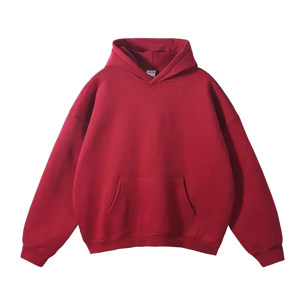Avslappnad pullover-hoodie för herr med kängurulficka