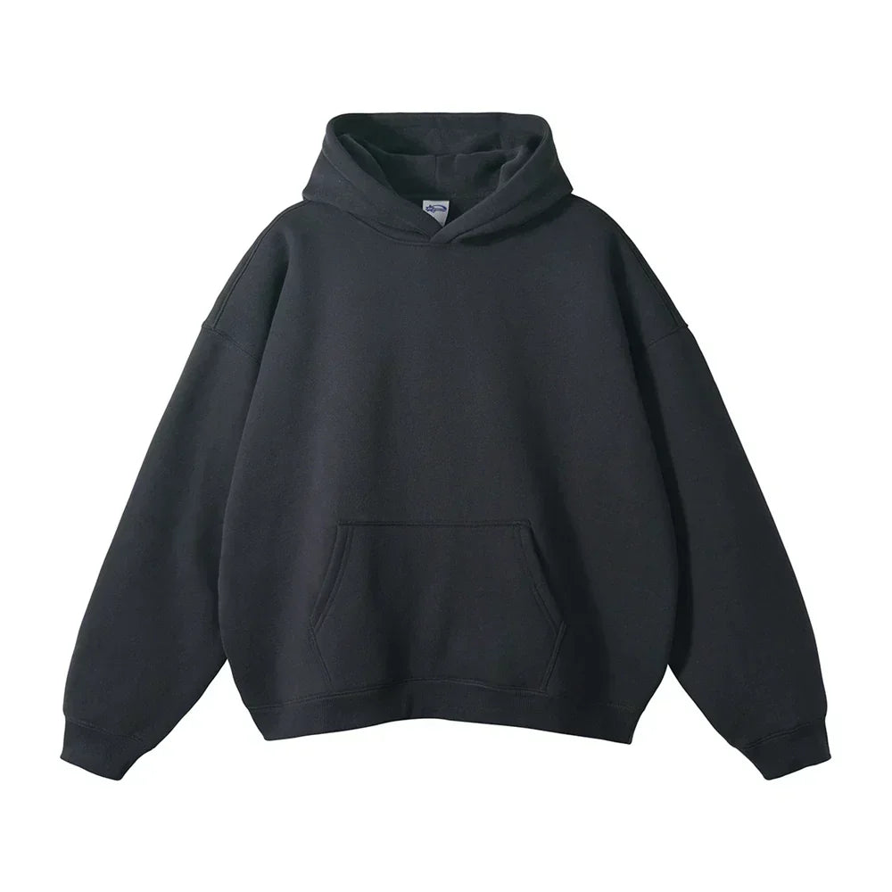 Avslappnad pullover-hoodie för herr med kängurulficka