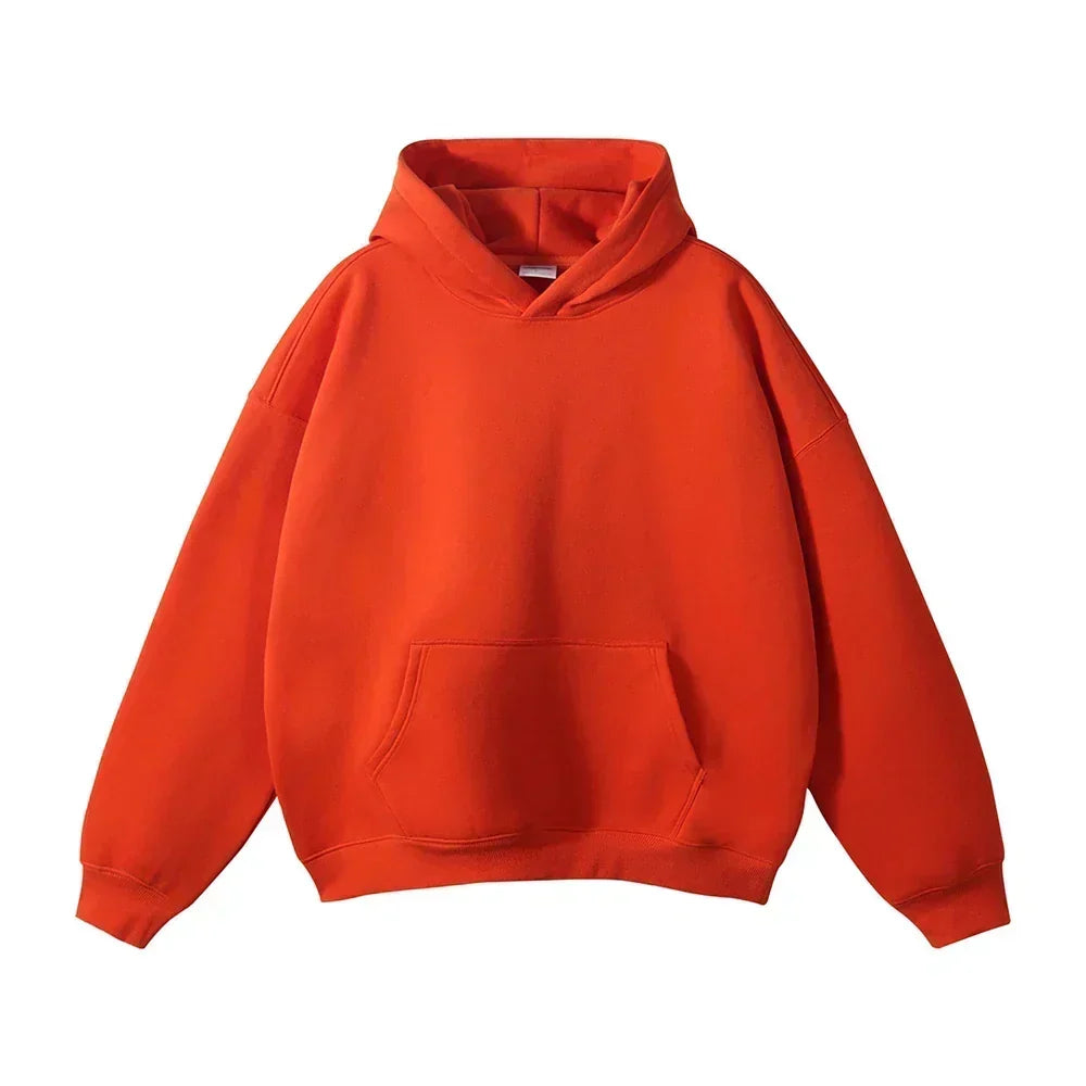 Avslappnad pullover-hoodie för herr med kängurulficka