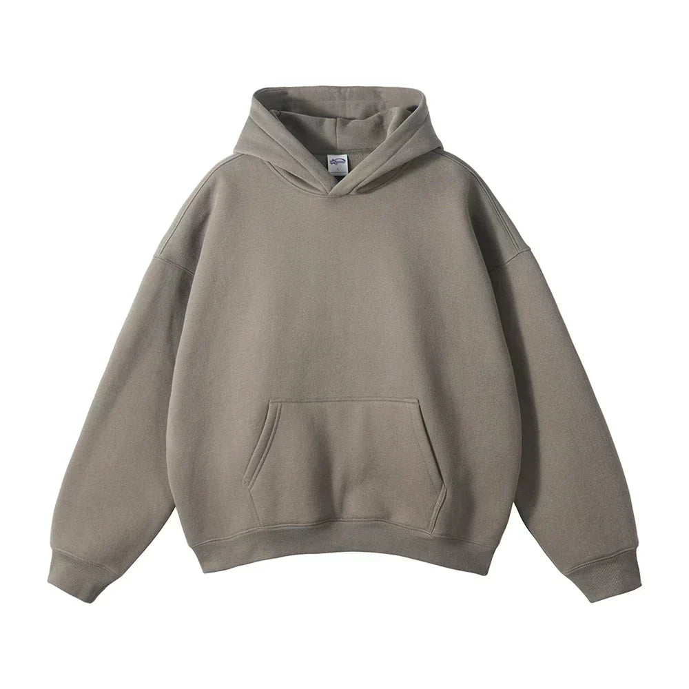 Avslappnad pullover-hoodie för herr med kängurulficka