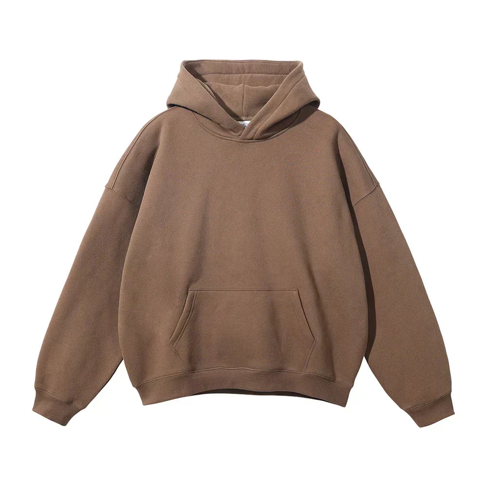 Avslappnad pullover-hoodie för herr med kängurulficka