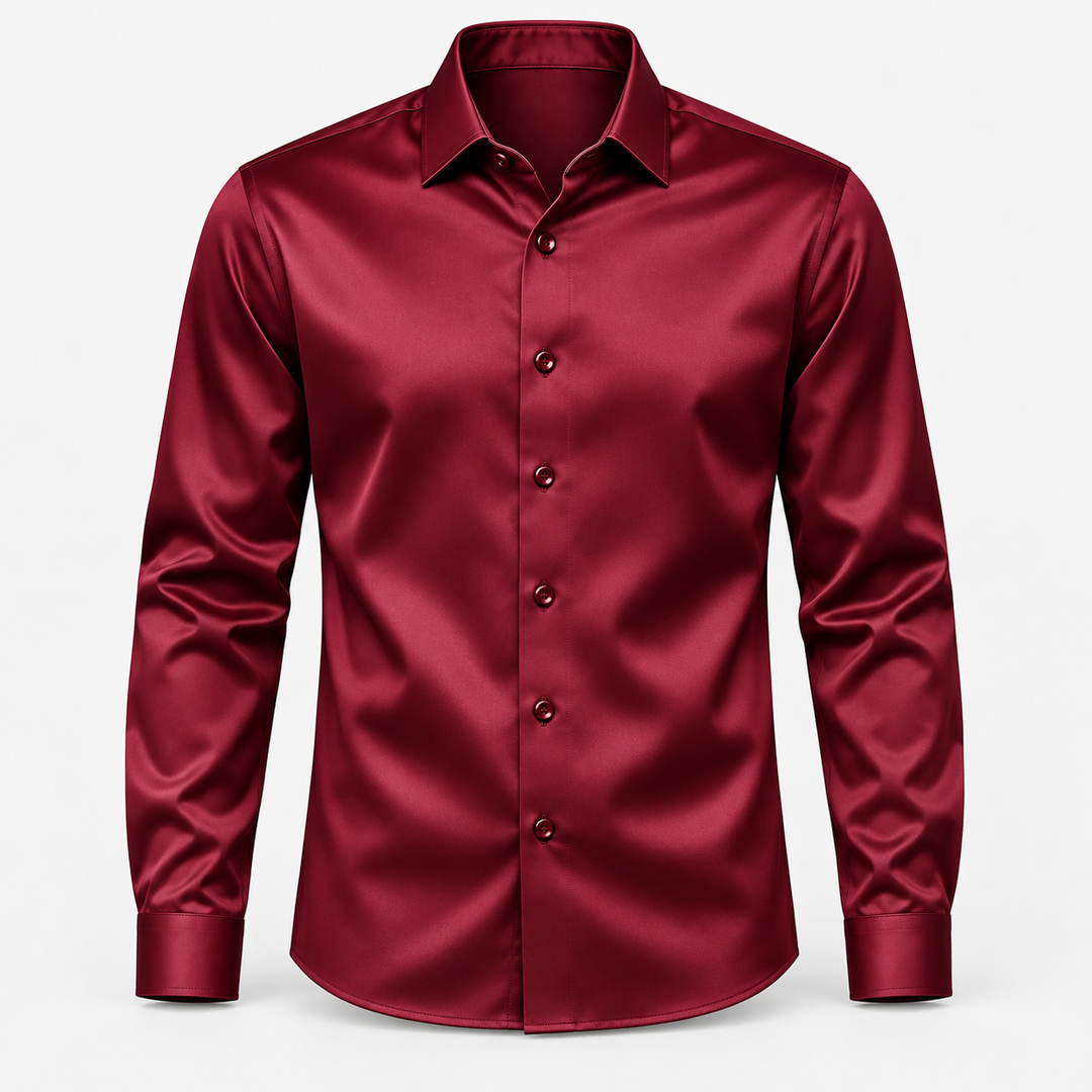 Skjorta herr slim fit – satinlook med stretch