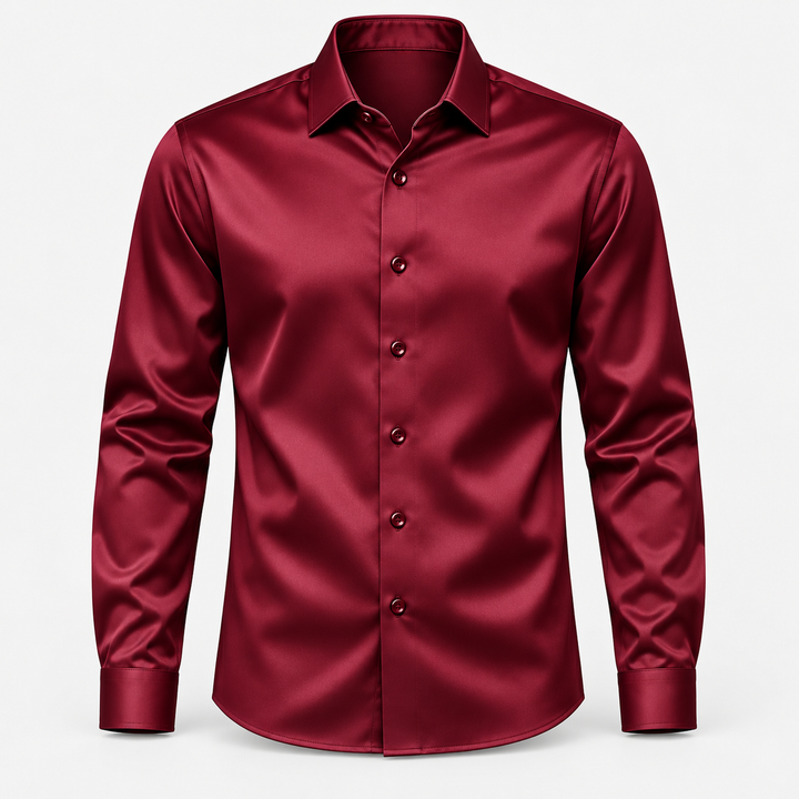 Skjorta herr slim fit – satinlook med stretch