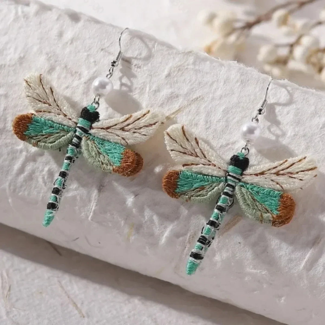 Bohemiska Broderade Trollslända Örhängen