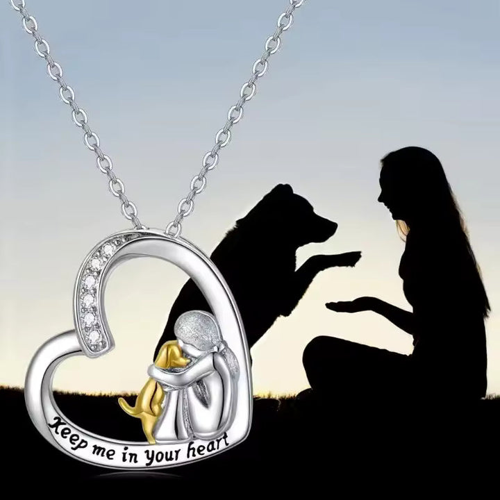 Mjukt silverhalsband med hundhjärta