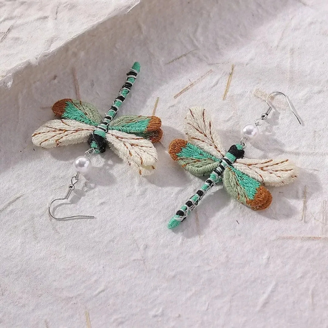 Bohemiska Broderade Trollslända Örhängen