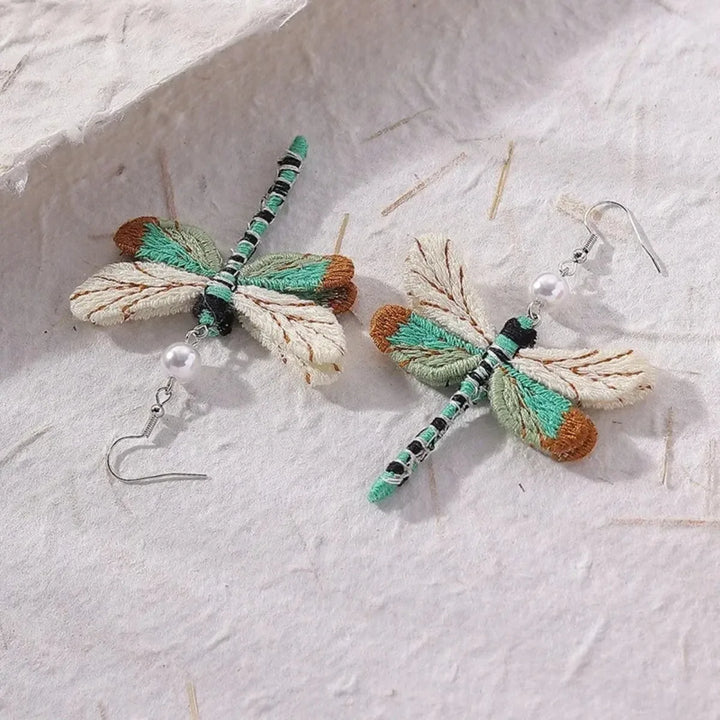 Bohemiska Broderade Trollslända Örhängen