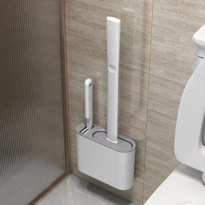 HygieBrush DuoClean toalettborste | 2-i-1 silikontoalettborste med väggfäste | Antibakteriell och platsbesparande
