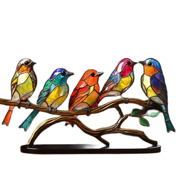 Dekorativ staty med färgglada fåglar på en gren - ColorBirds