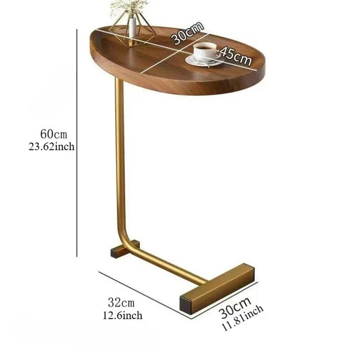 Nirethia – Flyttbart C-format bord, perfekt för soffa eller säng
