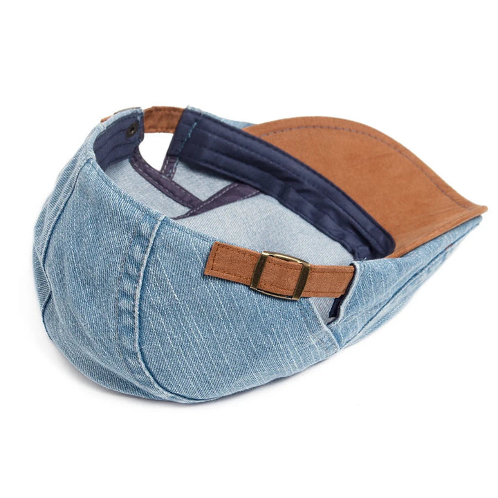 Herrkeps i bagarpojksmodell | Retro-newsboykeps i denim