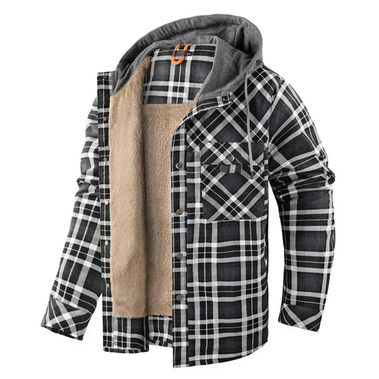 Män Hooded Plaid Tröjor Jacka