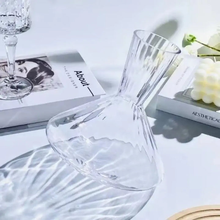 LuxeSwirl kristalldekantering | 360° roterande glaskaraff för vin, whisky och champagne
