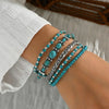 Boho-armbandsset – 5 delar, med turkosa pärlor