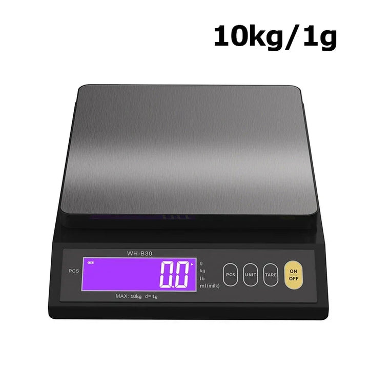 Elektronisk digital köksvåg 5 kg/0,1 g och 10 kg/1 g, LCD-skärm, helt vattentätt verktyg i rostfritt stål för matlagning