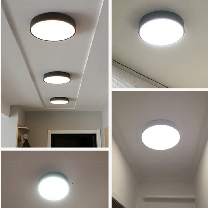 Rund LED-taklampa med ram i metall