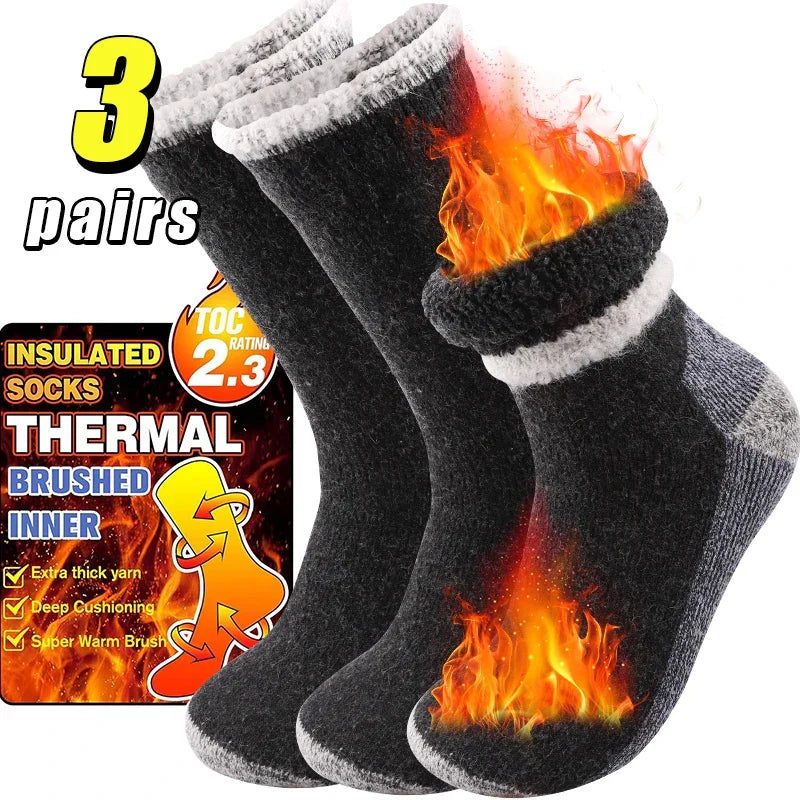 Merinoullstrumpor för herr | Termiska vinterstrumpor | 3-pack | Frotteinsida & medellång