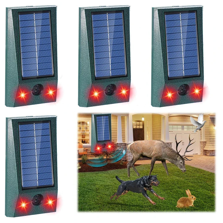 SolarGuardix Ultraljudsenhet för fåglar, solcellsdriven | Med LED och rörelsesensor | Vattentät IP58 | Täcker 600 m²