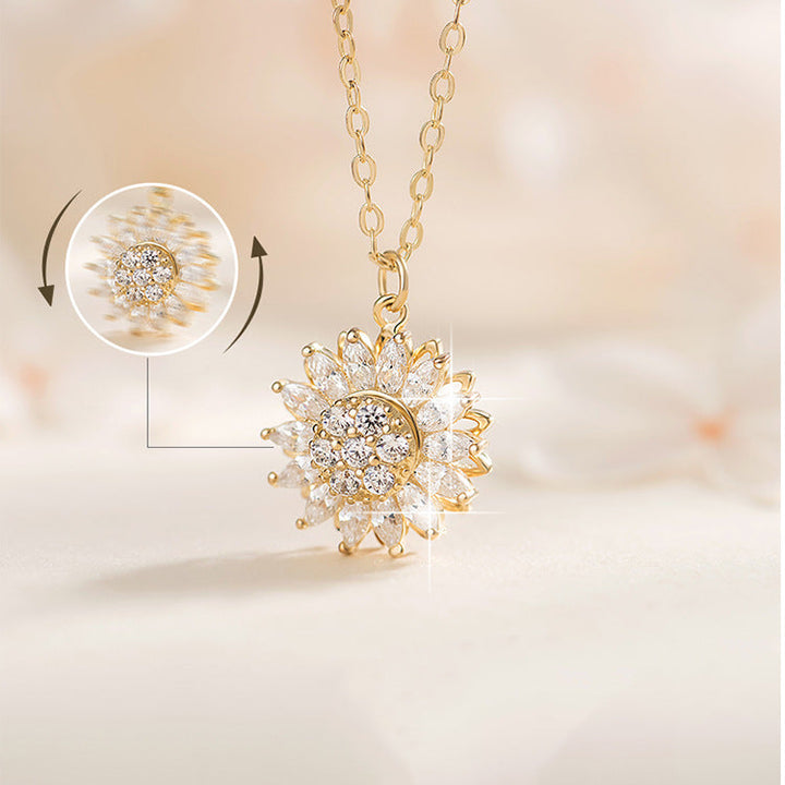 GoldenBloom justerbart halsband | Roterande solrosberlock för tidlös elegans